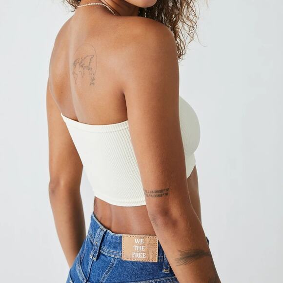 Free People Amelia Bandeau Tube Top Bra Ribbed Knit Seamless Crop Brami Ivory - Picture 4 of 11